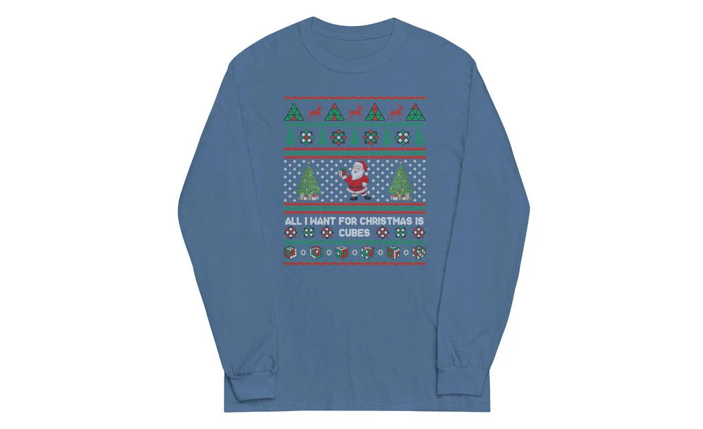 All I Want For Christmas Is Cubes - Rubik's Cube Long Sleeve Shirt - Image 5