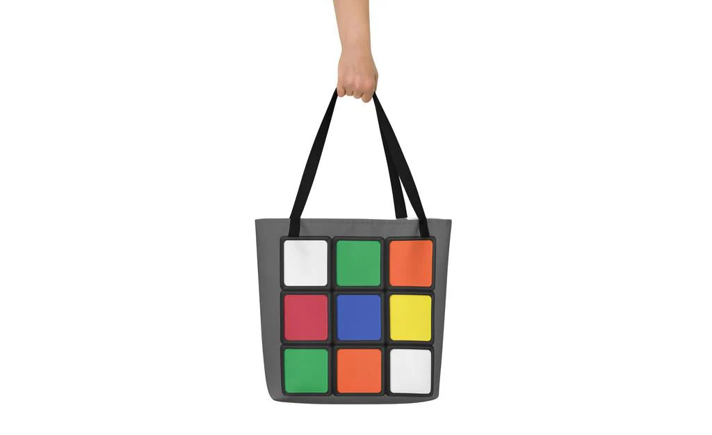 Big Cube Rubik's Cube Tote Bag with Pocket - Image 4