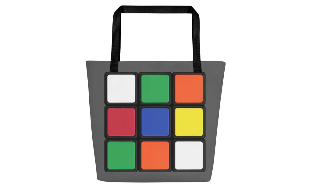 Big Cube Rubik's Cube Tote Bag with Pocket - Image 5