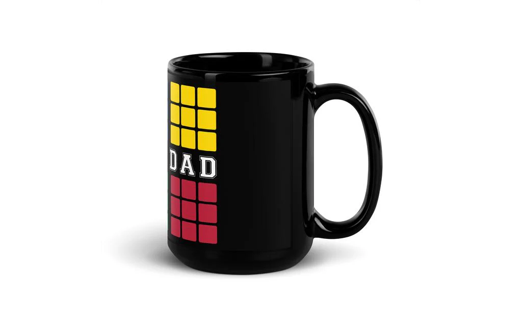 Cubing Dad V4 Rubik's Cube Black Glossy Mug - Image 5