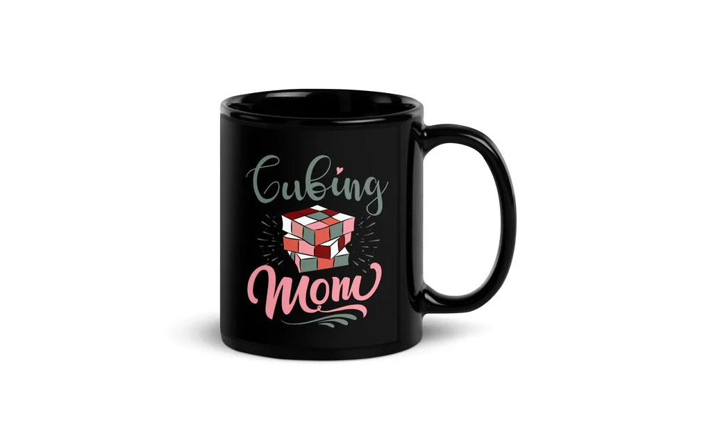Cubing Mom V2 Rubik's Cube Black Glossy Mug