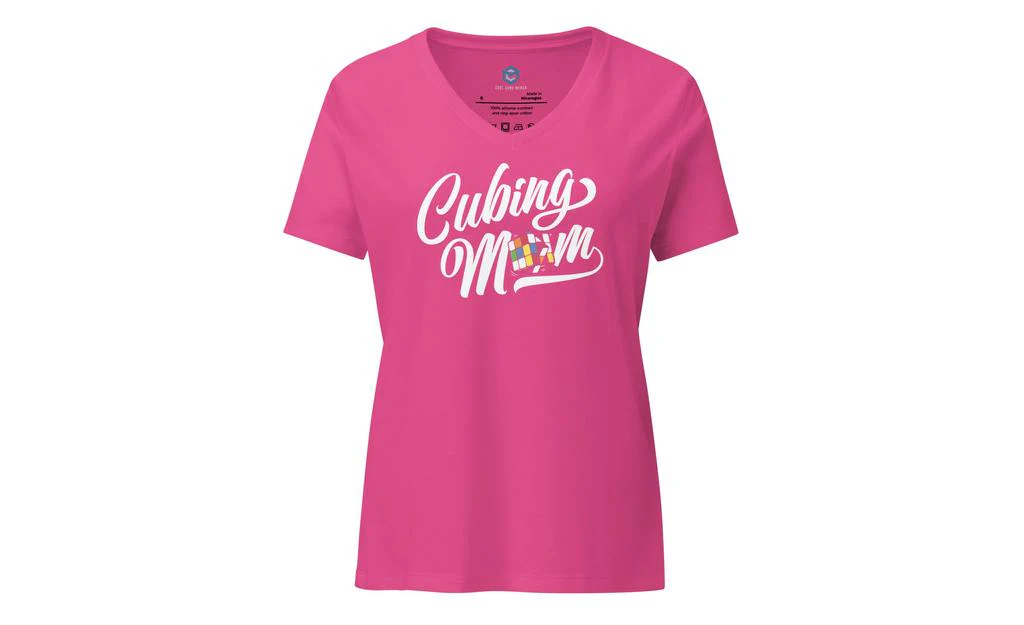 Cubing Mom V3 Women’s Relaxed V-neck Rubik's Cube T-shirt - Image 7