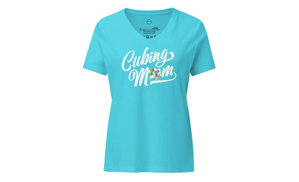 Cubing Mom V3 Women’s Relaxed V-neck Rubik's Cube T-shirt - Image 8