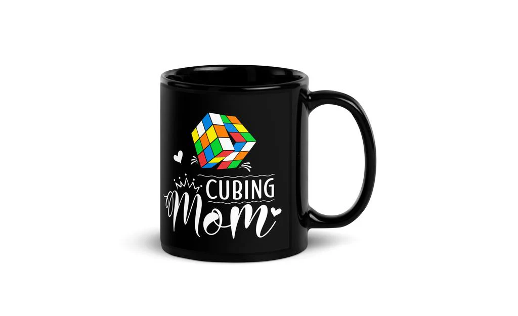 Cubing Mom V5 Rubik's Cube Black Glossy Mug