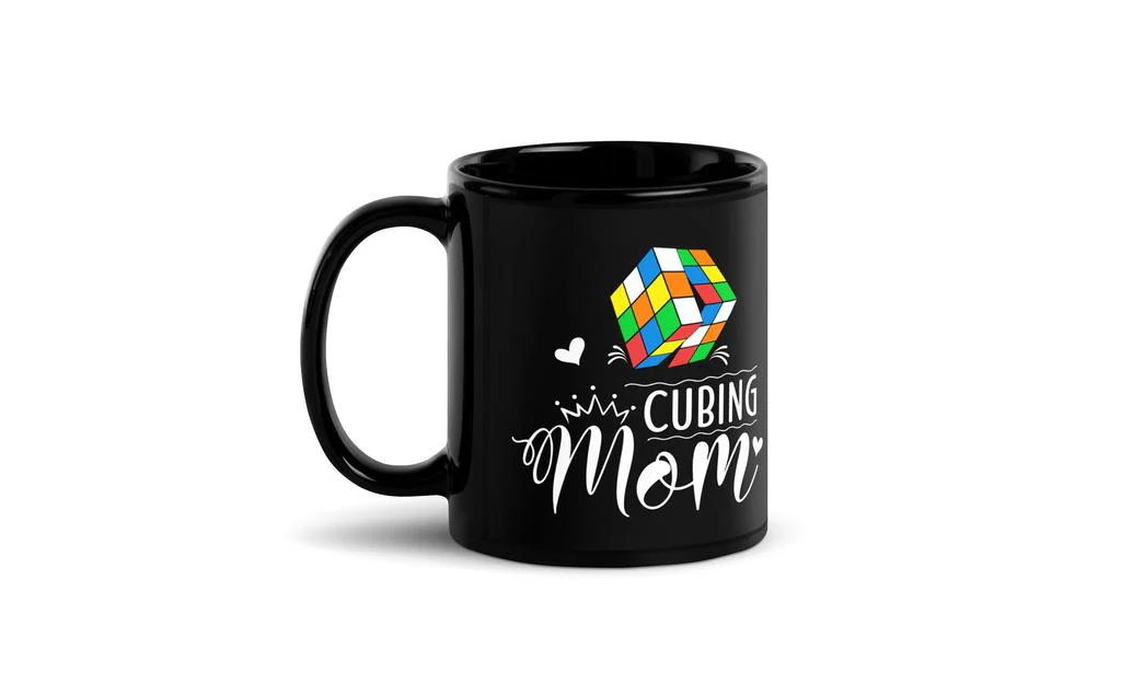 Cubing Mom V5 Rubik's Cube Black Glossy Mug - Image 2