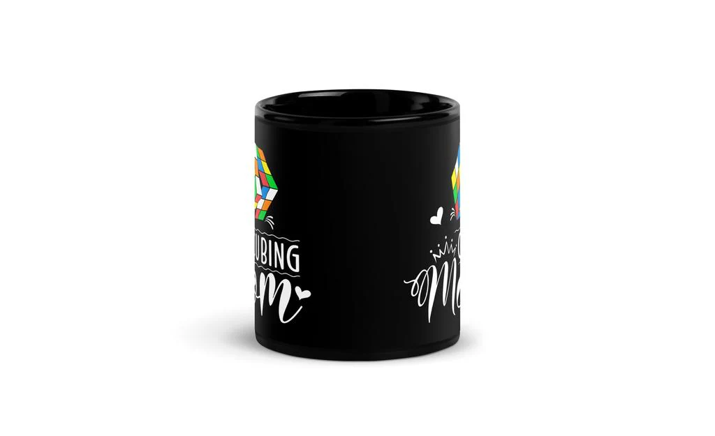 Cubing Mom V5 Rubik's Cube Black Glossy Mug - Image 3