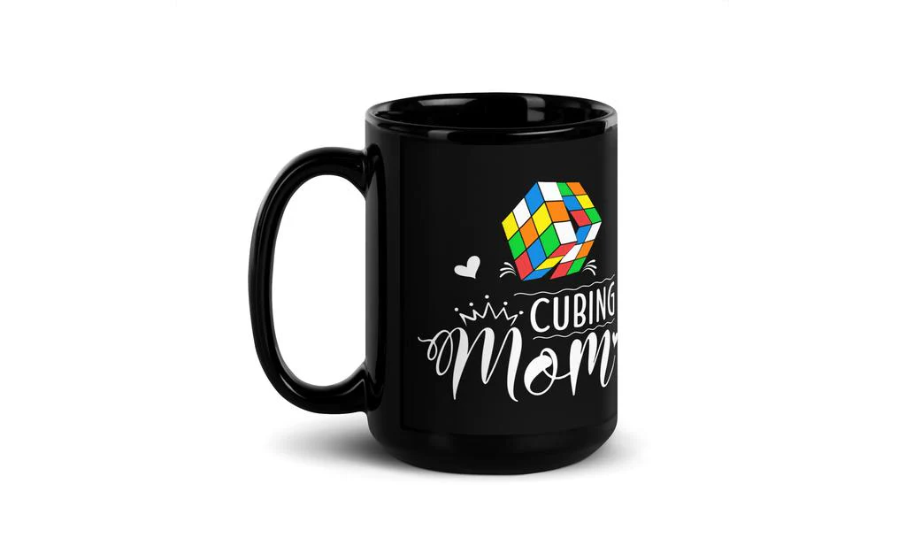 Cubing Mom V5 Rubik's Cube Black Glossy Mug - Image 4