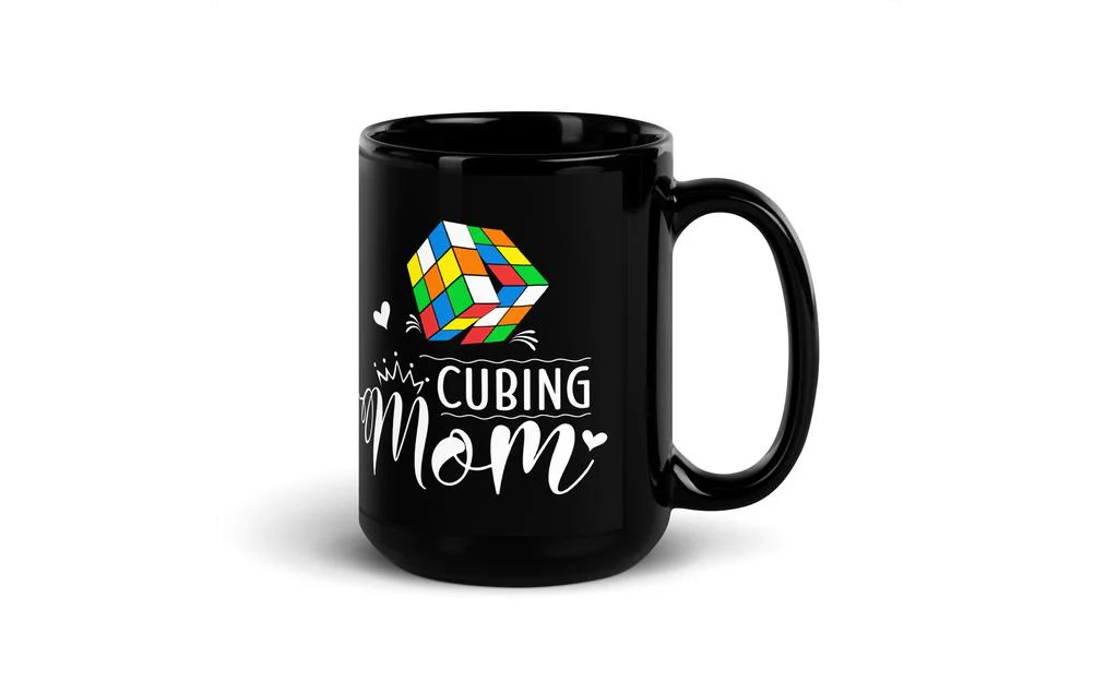 Cubing Mom V5 Rubik's Cube Black Glossy Mug - Image 5