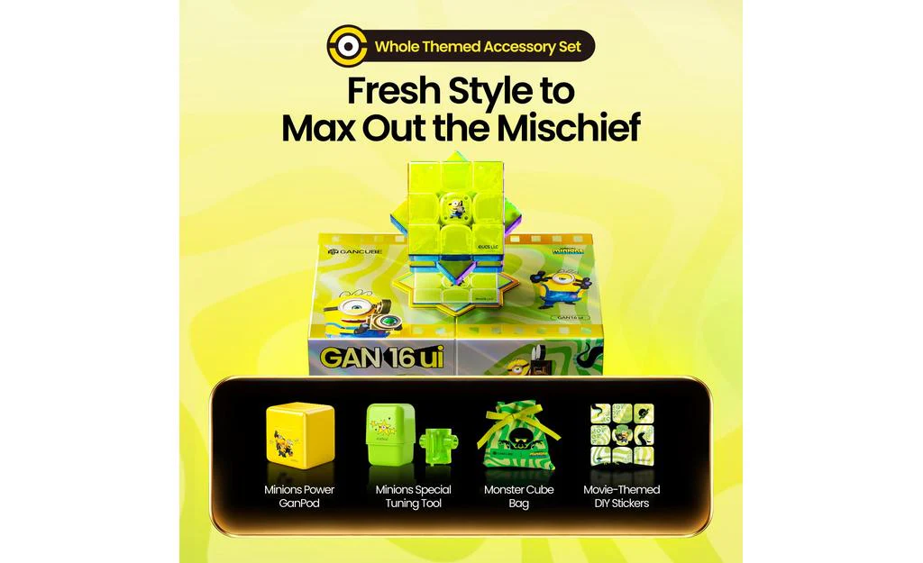 GAN 16 ui 3x3 Max (Magnetic, MagLev, Core Magnets, UV Coated) - Minions Edition, Bluetooth Smart Cube - Image 12