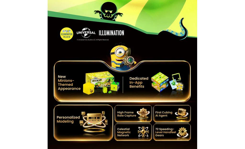 GAN 16 ui 3x3 Max (Magnetic, MagLev, Core Magnets, UV Coated) - Minions Edition, Bluetooth Smart Cube - Image 4