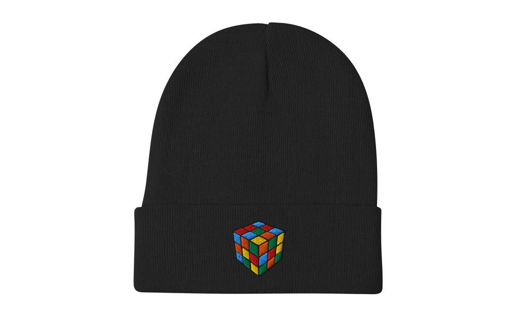Rubik's Cube Embroidered Beanie