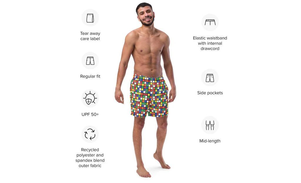 Scrambled Rubik's Cube Bathing Suit - Swim Trunks - Image 3