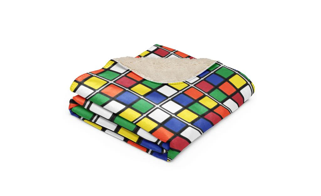 Scrambled Rubik's Cube Sherpa Blanket - Image 2