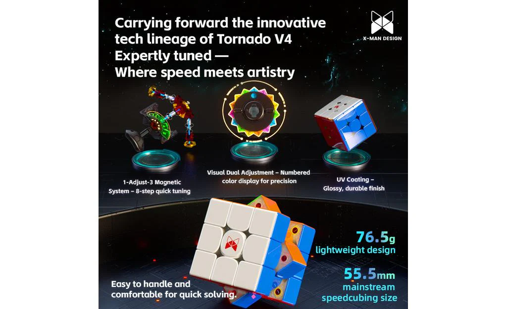 X-Man Tornado V4 AI 3x3 (Magnetic, UV Coated) + Charging Case - Bluetooth Smart Cube - Image 18